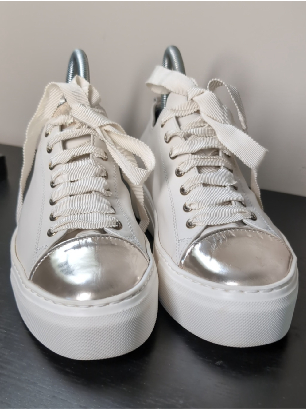 AGL Mollie Cap Toe Leather Platform Sneakers Italy Size 39